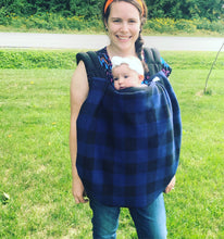 Load image into Gallery viewer, Fleece Lovey Cover- Blue Buffalo Plaid
