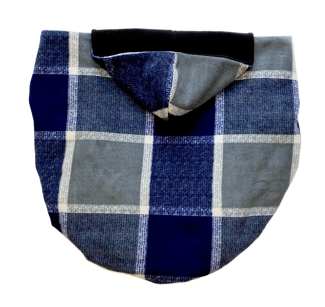 Fleece Lovey Cover- Blue/Grey Large Plaid