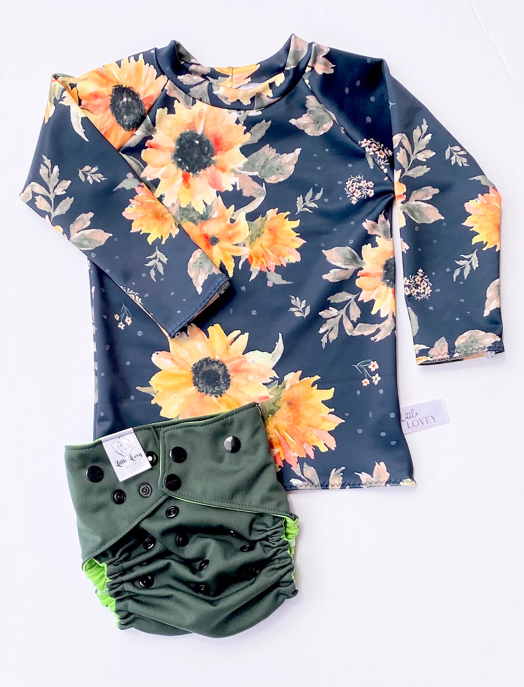 Rash Guard- Sunflowers Navy- Made to Order