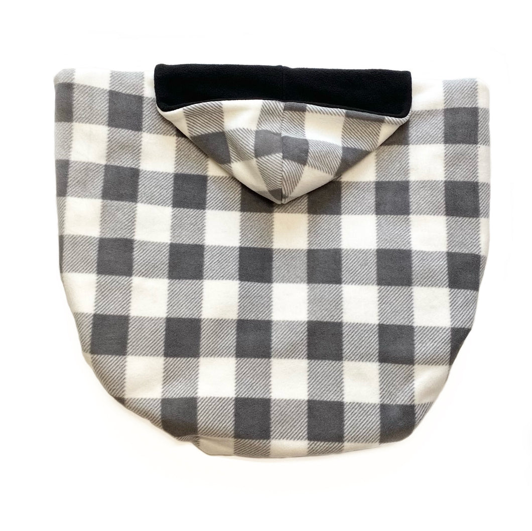 Fleece Lovey Cover- Grey/White Buffalo Plaid