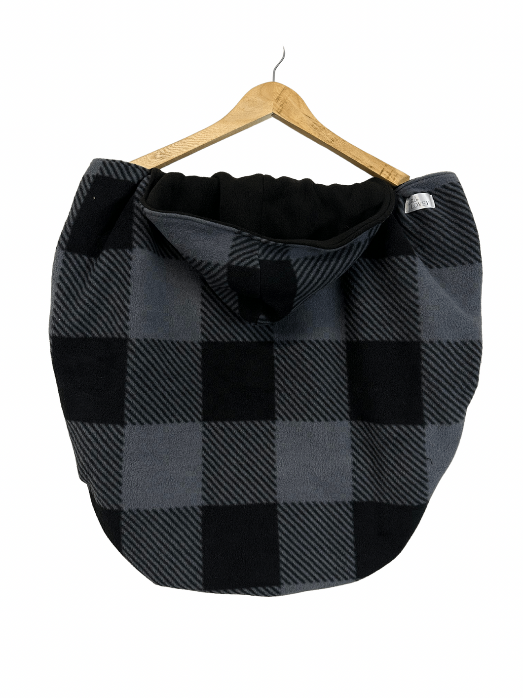 Fleece Lovey Cover- Grey/Black Large Plaid