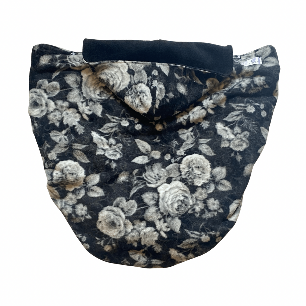 Fleece Lovey Cover- Black/White Roses