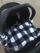 Load image into Gallery viewer, Fleece Lovey Cover- Black/White Buffalo Plaid
