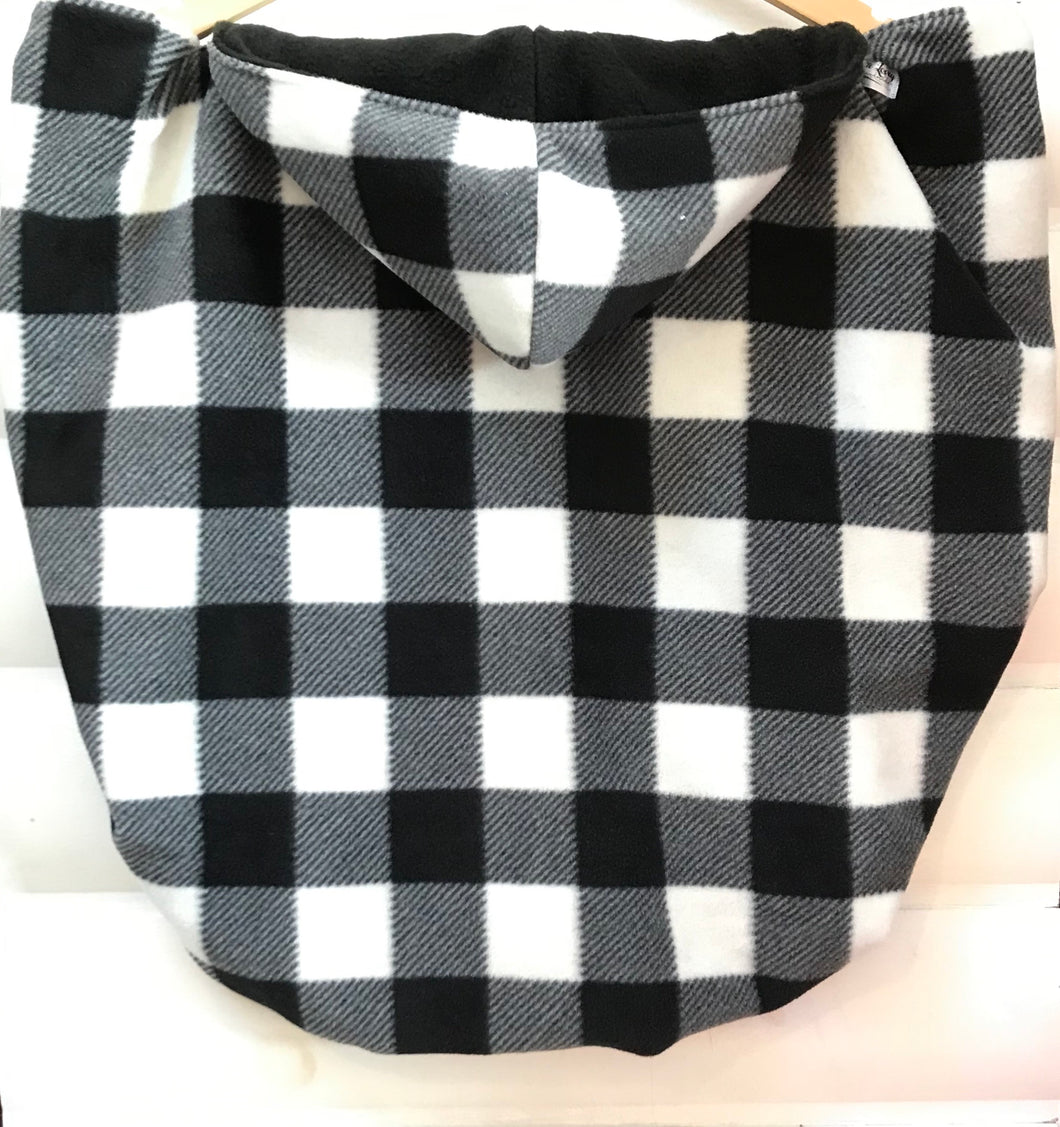 Fleece Lovey Cover- Black/White Buffalo Plaid